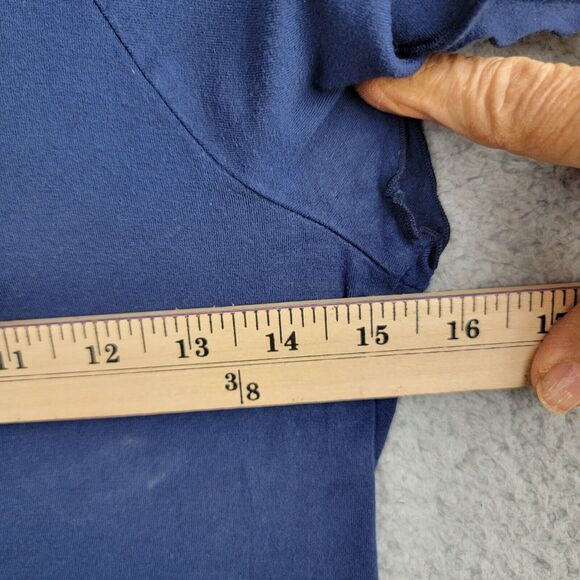 Style & Co Top Blouse Womens M Blue Embellished Neck Interlaced Wood Rings - Picture 8 of 13